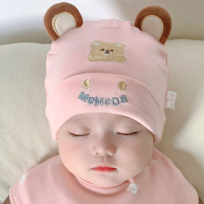 Katu Bear Infant Hat Spring & Fall 3-6-12 Months Male and Female Baby Pullover Hat Cotton 100-Day Sleeping Hat