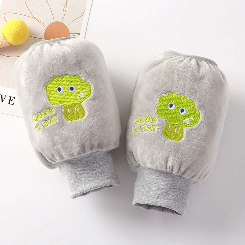Children's Sleeve Lined Crystal Velvet Anti-Stain and Dirt-Resistant Autumn and Winter New Style Cute Three-Dimensional Embroidery for Boys and Girls