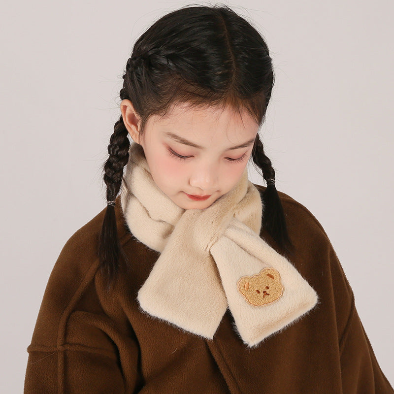 Children's Christmas Autumn and Winter Scarf Plush Warm Cute Cartoon Red New Year Festival Imitation Rabbit Fur Parent-Child Scarf