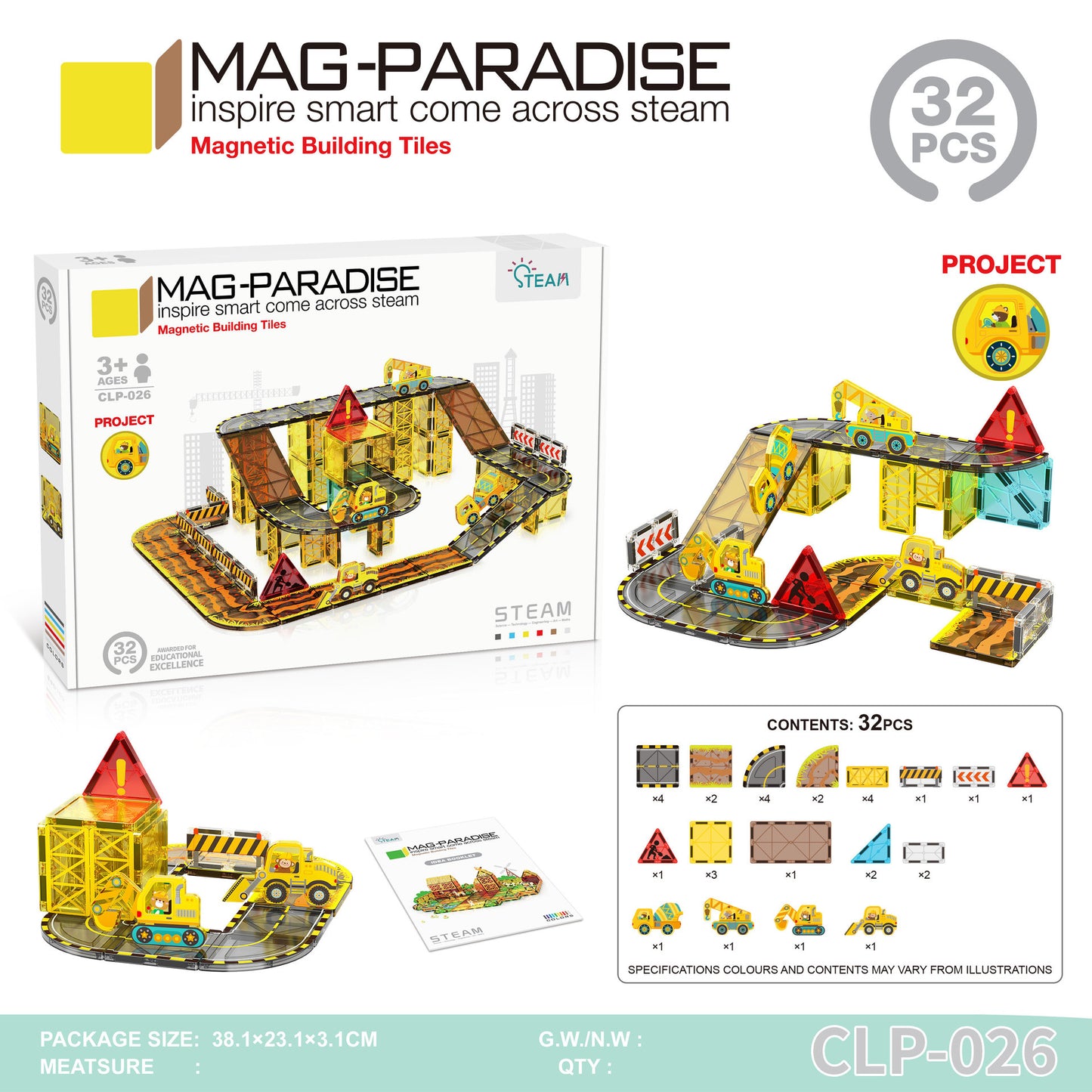 Girls Color Window Magnetic Sheet Kidsren's Zoo Engineering Vehicle City Crane Scene Strong Magnetic Refill Kidsren's Puzzle
