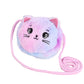 Children's Cat Plush Crossbody Bag Girl's Heart Cute All-match Cartoon Shoulder Crossbody Bag Double Zipper Coin Purse