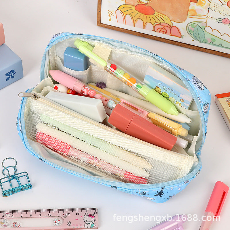 Ins New Toast Cat Foldableing Pencil Bag High-Looking Cute Girl Heart Student Pencil Stationery Box Storage Bag