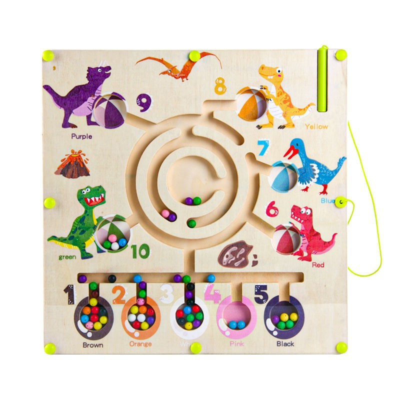 Cross-border children's magnetic maze walking ball toys early education 3 to 6 years old pen concentration wooden ball educational toys