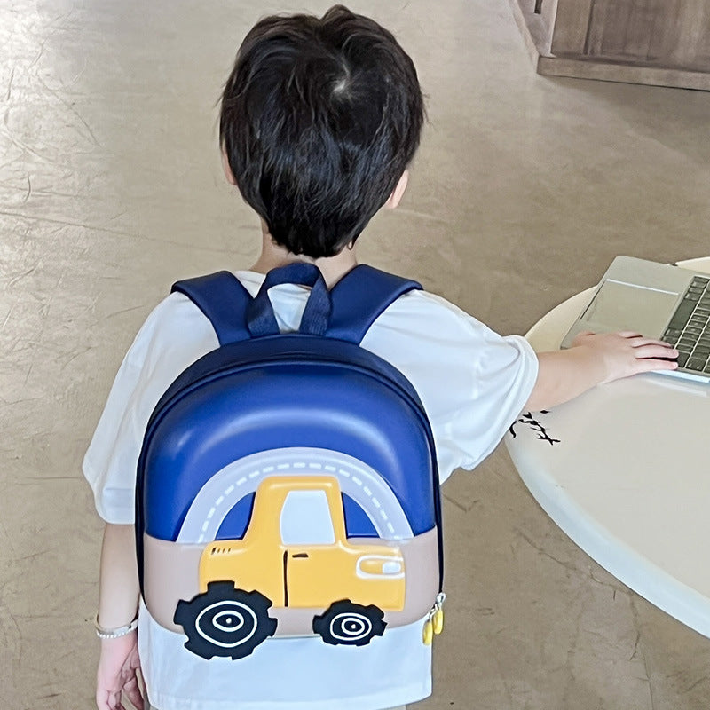 New Children's Schoolbag Kindergarten Schoolbag Primary School Student Schoolbag Cute Anime Car Boys and Girls Eggshell Backpack