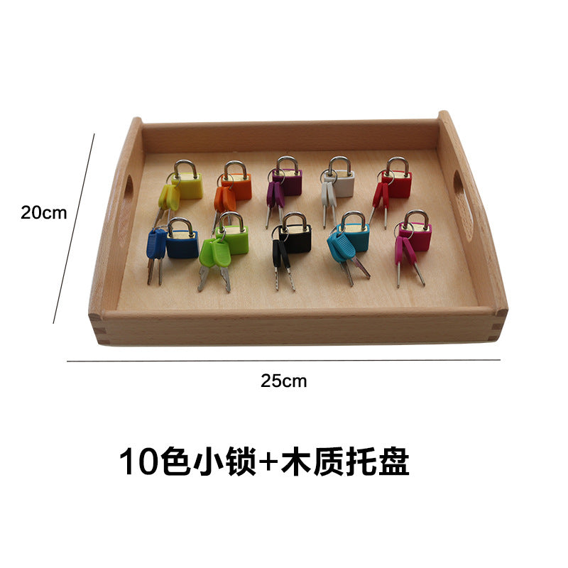 Montessori teaching aids colorful small lock learning unlocking game children's early education Montessori key lock sensory toys