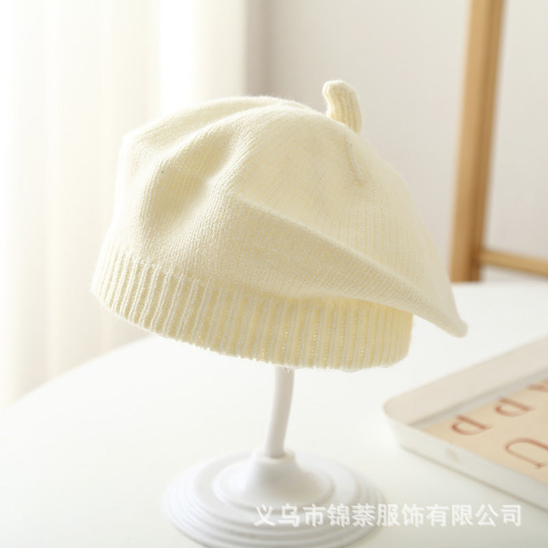Spring and Autumn Korean Style Baby Boy and Girl Candy Color All-match Knitted Beret Children's Western Style Casual Wool Hat Paintler Hat