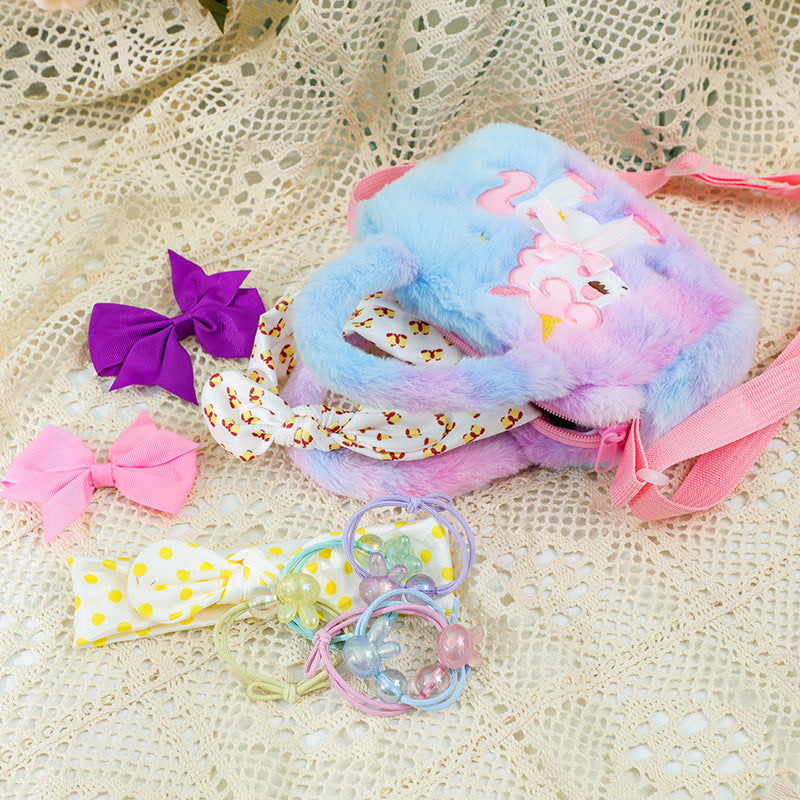 Back-To-School Unicorn Backpack, Children's Straw Bag, Plush Crossbody Bag, Toddler Handbag, Cute Crossbody Bag