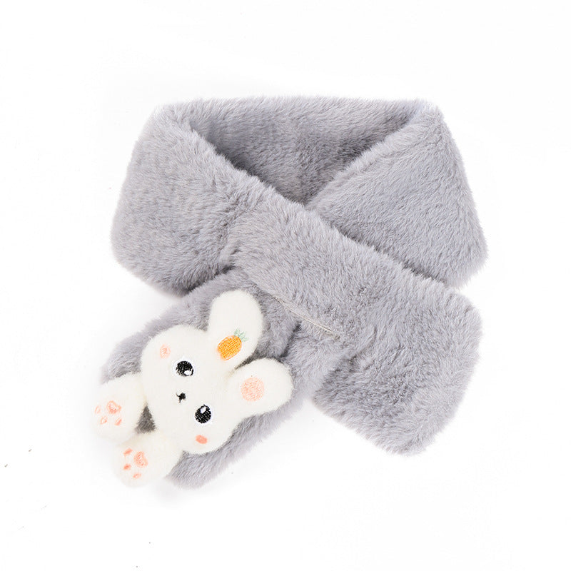 Children's Christmas Autumn and Winter Scarf Plush Warm Cute Cartoon Red New Year Festival Imitation Rabbit Fur Parent-Child Scarf