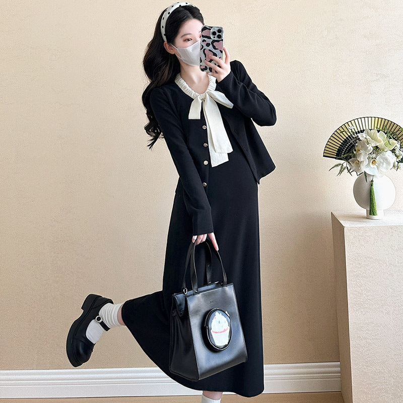 Maternity clothing Internet-famous fashion temperament Korean style mid-length autumn new Korean style daughter style temperament pregnant women suit