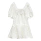 Maternity Summer 2023 New French Sweet Square Collar Puff Sleeve A- shaped High Waist Slimming Loose dress Women