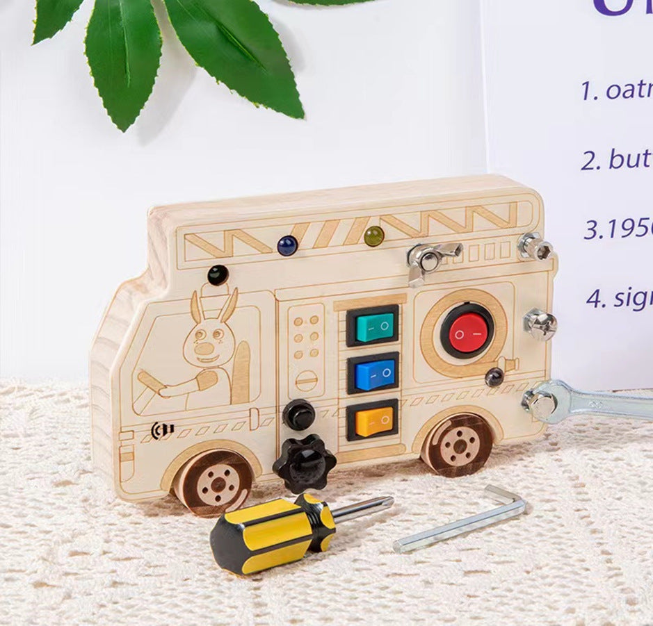 Children's Montessori Early Education Simulation Driving Steering Wheel Digital Switch Light Sound Busy Board Science and Education Aids Educational Toys