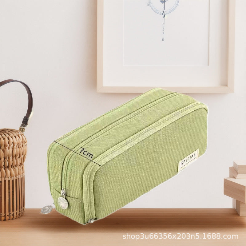 Japanese and Korean Double-Layer Pencil Case for Elementary, Middle, and High School Students, Cross-Border Oxford Cloth Multifunctional Creative Stationery Pencil Case a