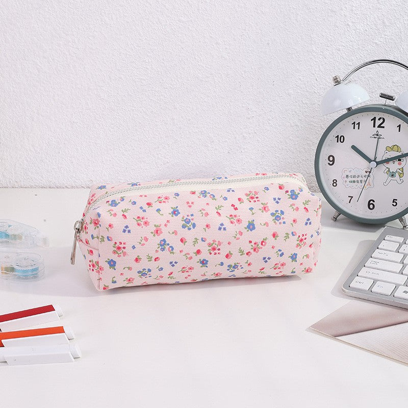 2025 New Small Floral Pencil Bag, Simple and High-Looking Student Stationery Bag, Large Capacity Pencil Bag, Makeup Storage Bag