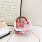 Children's New Year Red Envelope Korean Style Bow Pearl Small Square Bag Princess Shoulder Crossbody Mini Change Accessories Small Bag