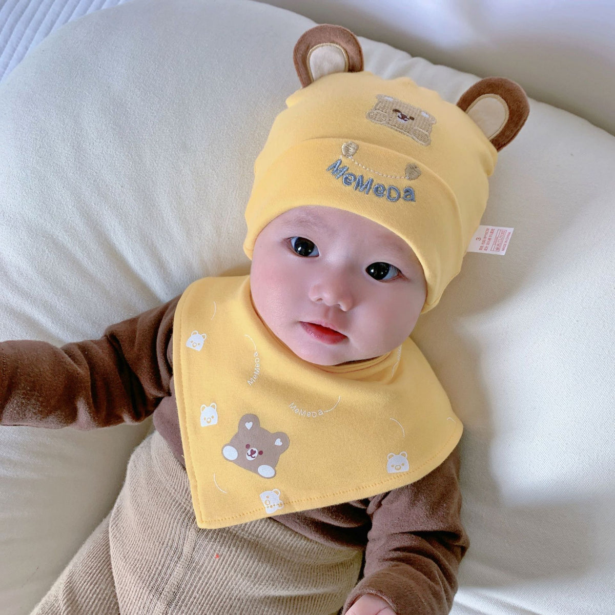 Katu Bear Infant Hat Spring & Fall 3-6-12 Months Male and Female Baby Pullover Hat Cotton 100-Day Sleeping Hat