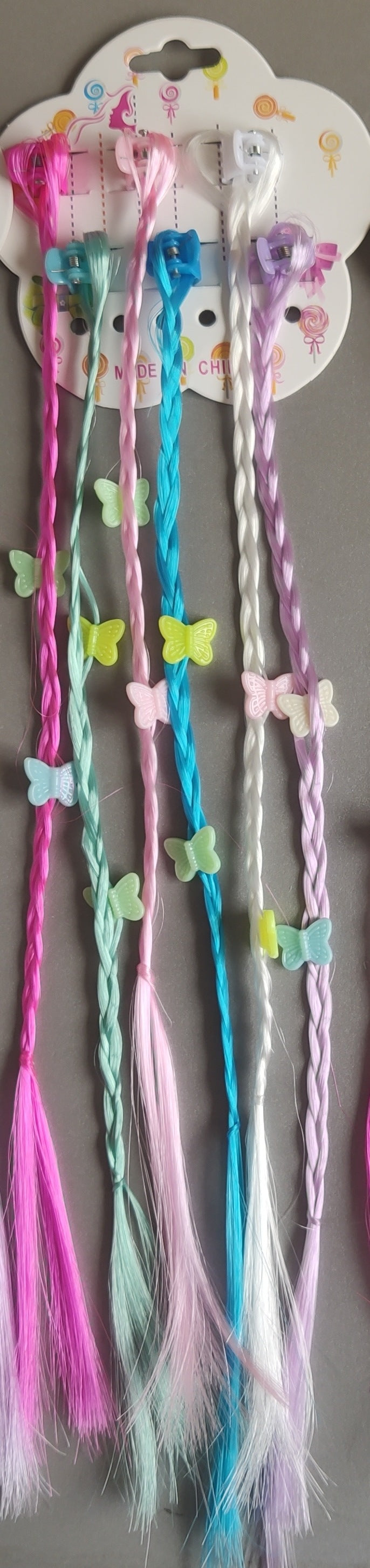 New Children's Colorful Clamp Small Braid Six-color Mixed Butterfly Love Five-pointed Star Wig Braid Performance Dirty Braids