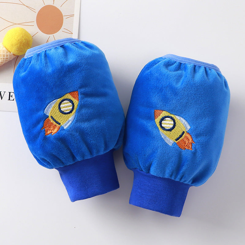 Children's Sleeve Lined Crystal Velvet Anti-Stain and Dirt-Resistant Autumn and Winter New Style Cute Three-Dimensional Embroidery for Boys and Girls