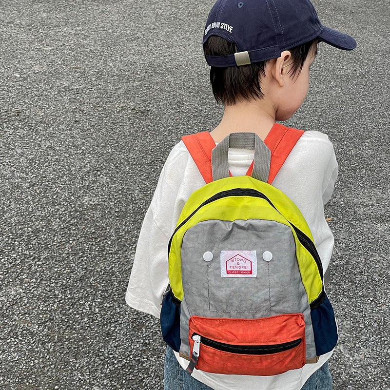 Children's Kindergarten Schoolbag Boys' Baby Contrast Color Small Backpack Girls' Trendy 2022 Cute Backpack Cute Bag