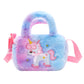 Back-To-School Unicorn Backpack, Children's Straw Bag, Plush Crossbody Bag, Toddler Handbag, Cute Crossbody Bag