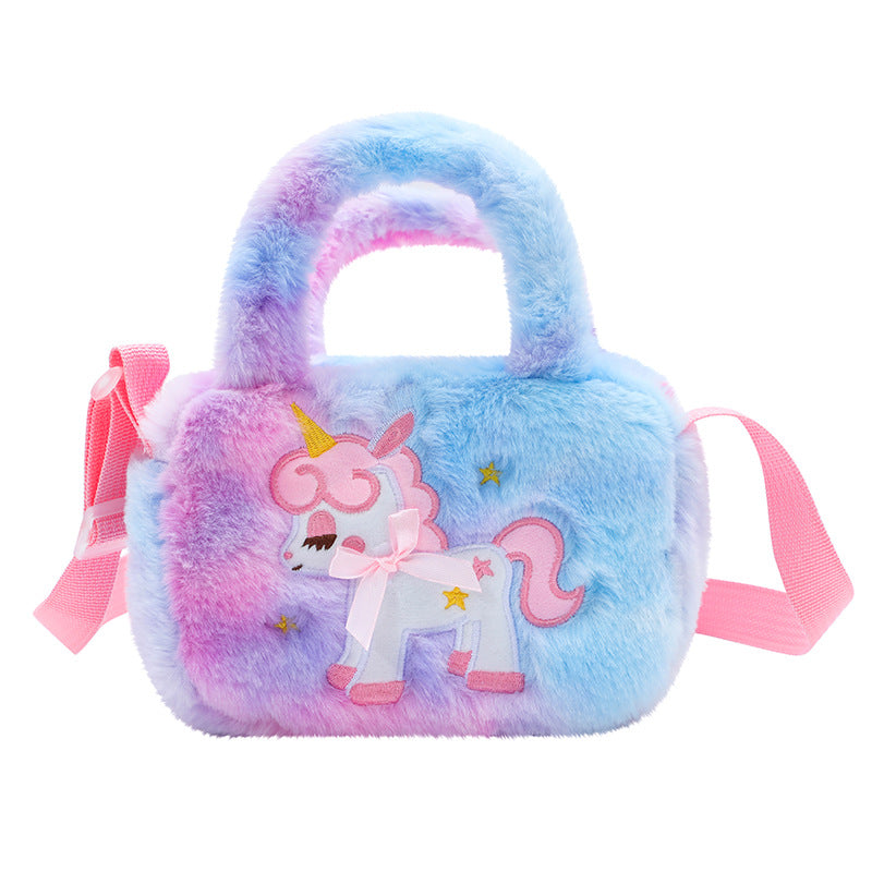 Back-To-School Unicorn Backpack, Children's Straw Bag, Plush Crossbody Bag, Toddler Handbag, Cute Crossbody Bag