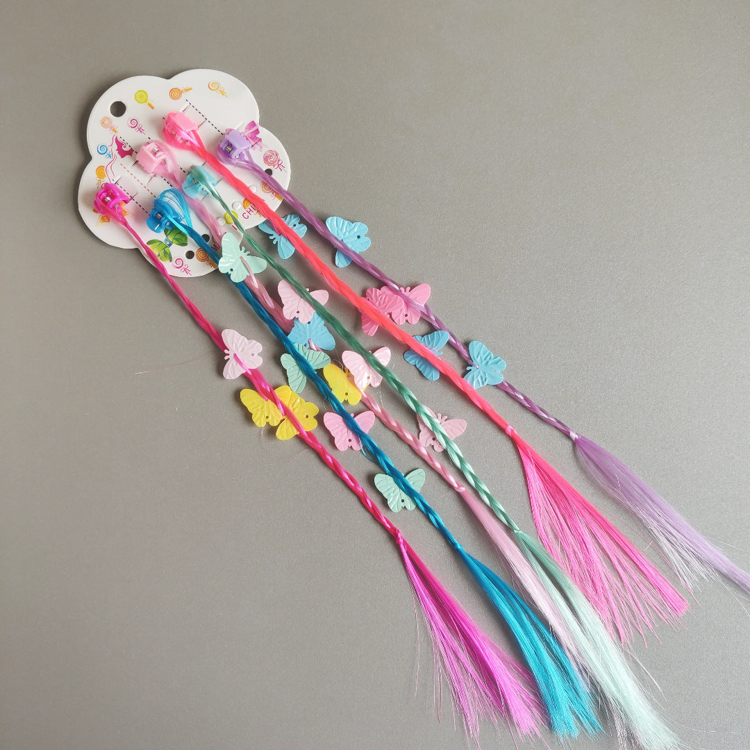 New Children's Colorful Clamp Small Braid Six-color Mixed Butterfly Love Five-pointed Star Wig Braid Performance Dirty Braids