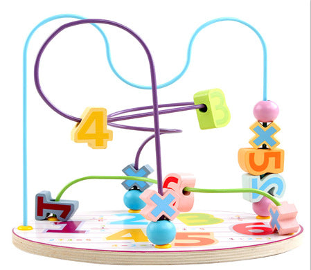 Children's Wooden Multi-Functional Threading Large Bead Color Recognition Early Education Building Blocks Matching Parent-Child Interactive Educational Toys