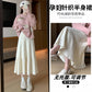 in stock Pregnant Women's Knitted Pleated Skirt Autumn and Winter New plus size Non-abdominal Slimming Mid-length A- line Umbrella Skirt