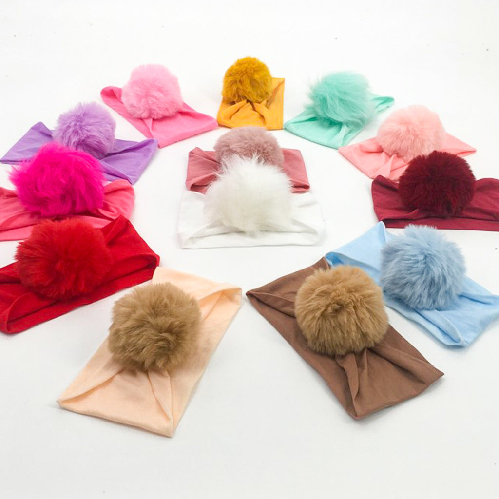 2023 new children's seamless hair band Europe and the United States new baby nylon fur ball headscarf baby hair band