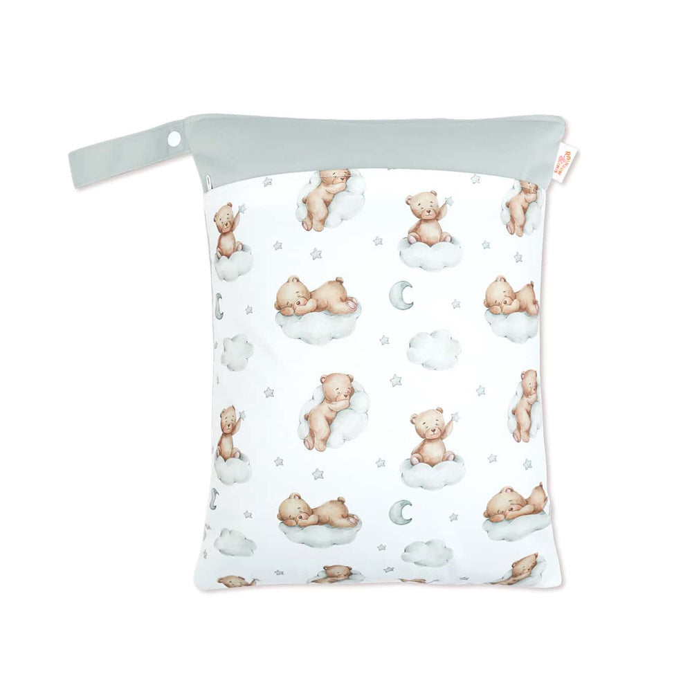 Ins Baby Room Decoration Sleeping Bear Storage Hanging Bag Baby Diaper Bag Wetbag Dry and Wet Separation 30*40