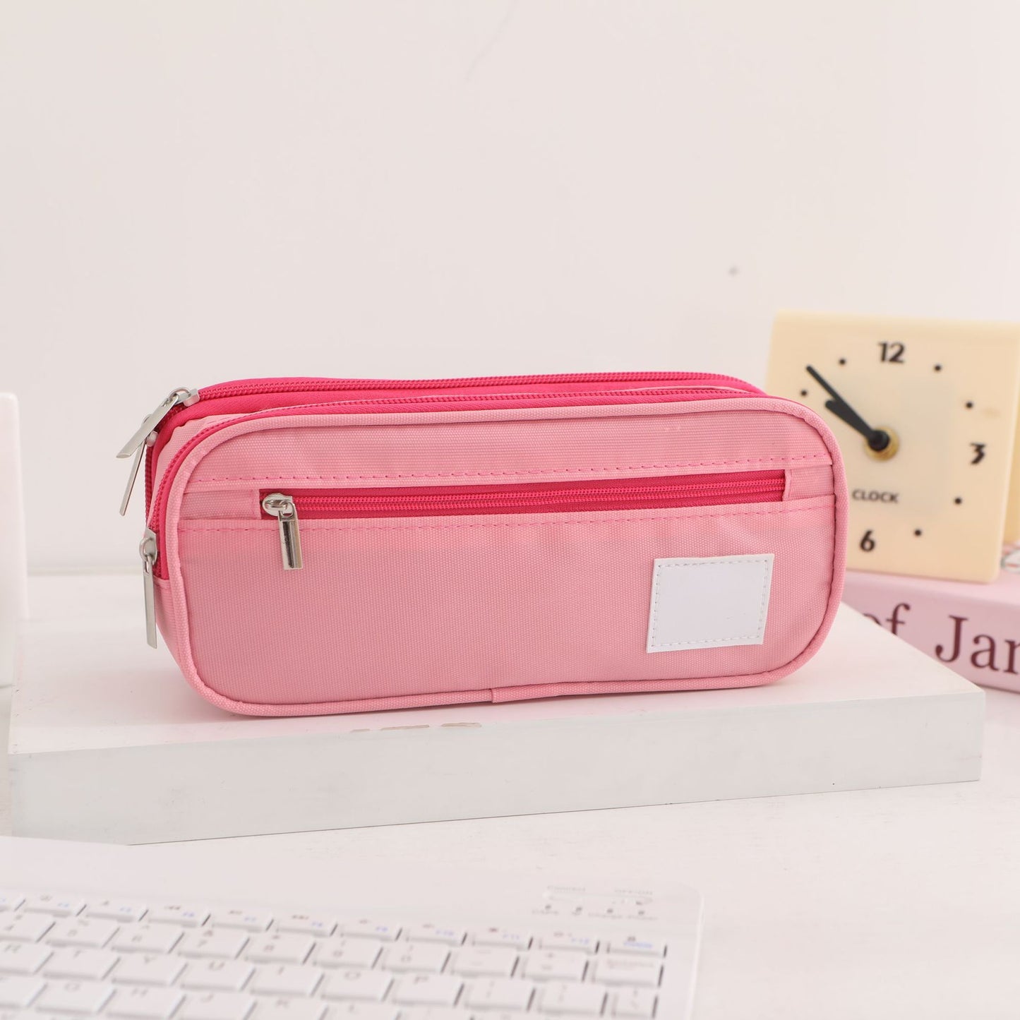 Large-Capacity Stationery Box, Double-Layer Multi-Functional Student Simple Pencil Case, Japanese and Korean Version, Portable Pencil Case for Primary and Secondary School Students