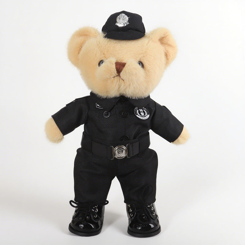 Police Bear Doll Traffic Police Bear Doll Uniform Fire Suit Teddy Bear Plush Toy Internet Red Bear Doll