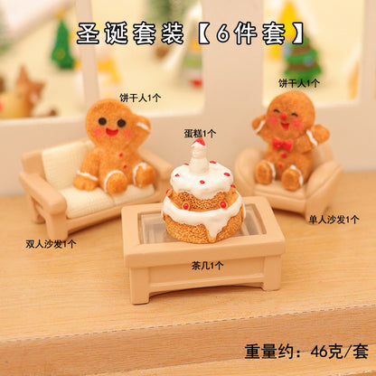 Dollhouse Doll House Snowman Christmas Tree Ginger Biscuit Man Decoration Scene Ornaments Model Christmas Wreath