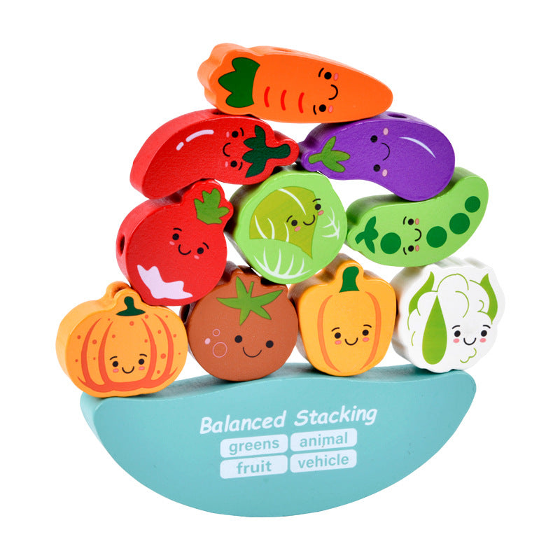 Beaded Balance Building Blocks Animal Traffic Fruits and Vegetables Rope Stacked High Children's Educational Early Education Wooden Toys
