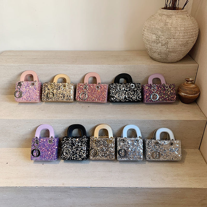 Mini Daffy Bag Girl's Princess Bag 25 Fashionable Ins Style Internet Celebrity High-end Sequins Fashion Lipstick Matching Bag