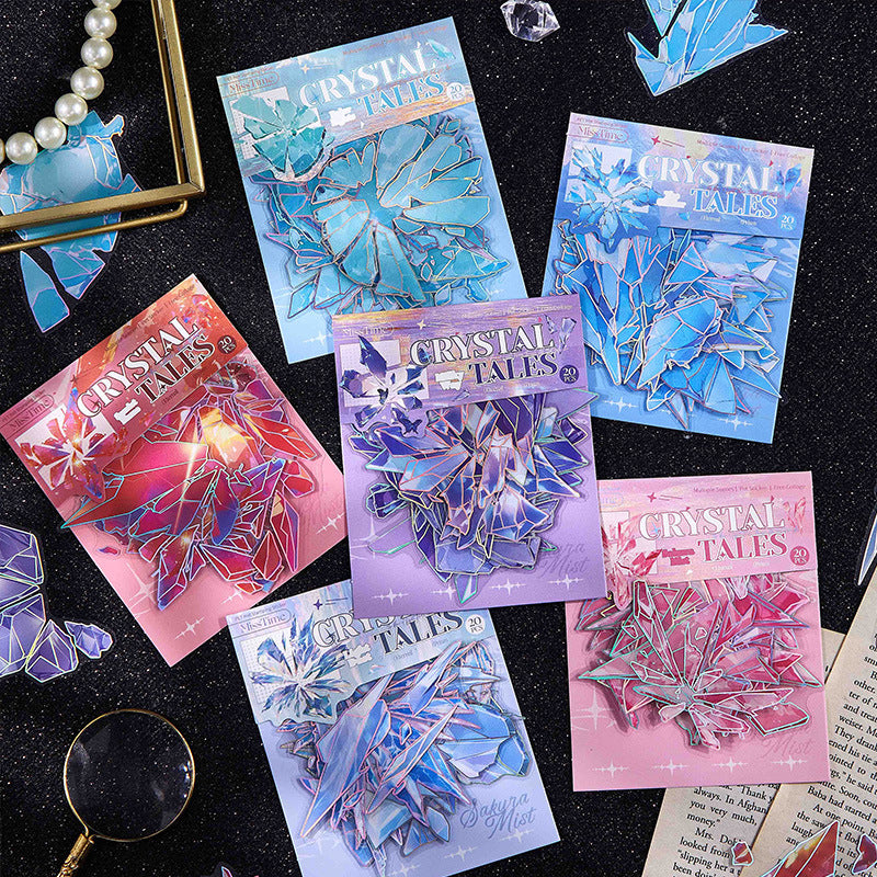 Pet Sticker Pack Crystal Story Series Crystal Ore Silver Hot Stamping Die-Cut Journal Decoration Stickers Cross-Border