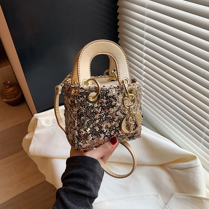 Mini Daffy Bag Girl's Princess Bag 25 Fashionable Ins Style Internet Celebrity High-end Sequins Fashion Lipstick Matching Bag