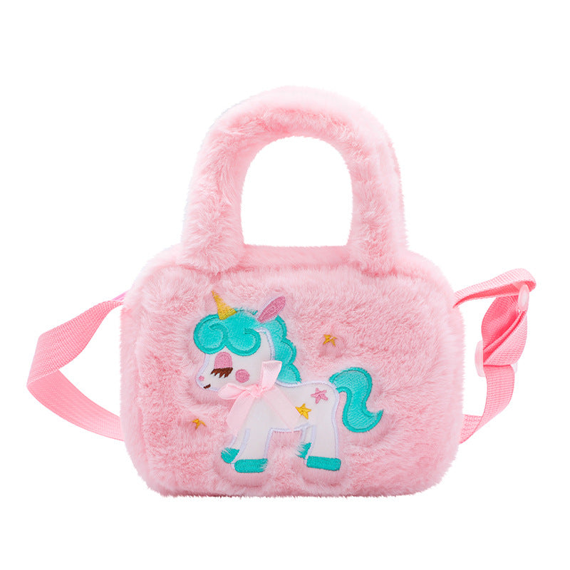 Back-To-School Unicorn Backpack, Children's Straw Bag, Plush Crossbody Bag, Toddler Handbag, Cute Crossbody Bag