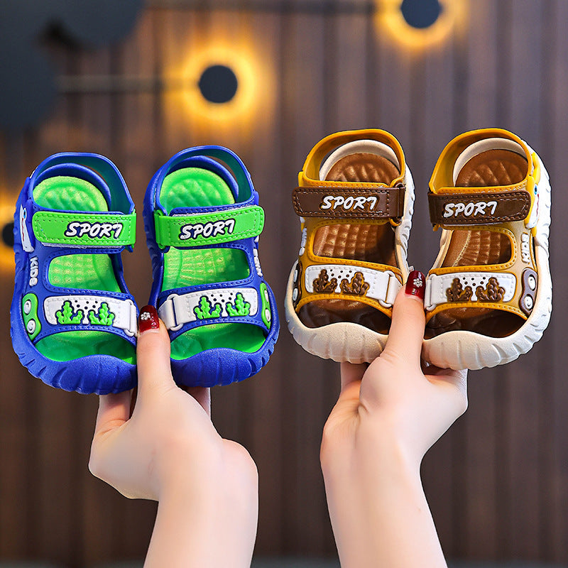 Men's Baby Sandals Summer New Open Toe Fashion Breathable Toe Beach Shoes Baby Soft Sole Non-slip Toddler Shoes