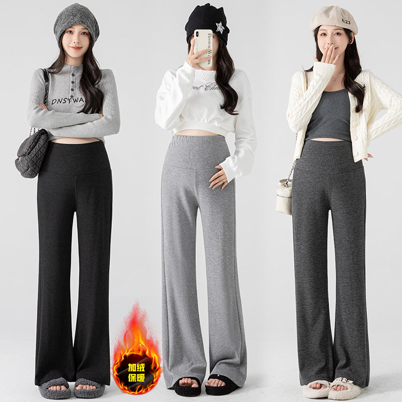 New Pregnant Women's Pants Autumn Loose Micro-flared Pants Autumn and Winter fleece-lined Thickened Pants Small Pregnant Women's Pants
