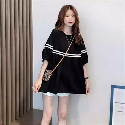 Pregnant Women's Summer T-shirt Top Women's T-shirt Fashionable Summer Thin Short-sleeved Summer Base Shirt Mid-length dress Women
