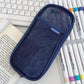 Korean Hj-006 High-Looking Pencil Bag, Transparent Mesh Stationery Bag, Simple Handbag, Cosmetic Bag, Double-Layer Storage Bag