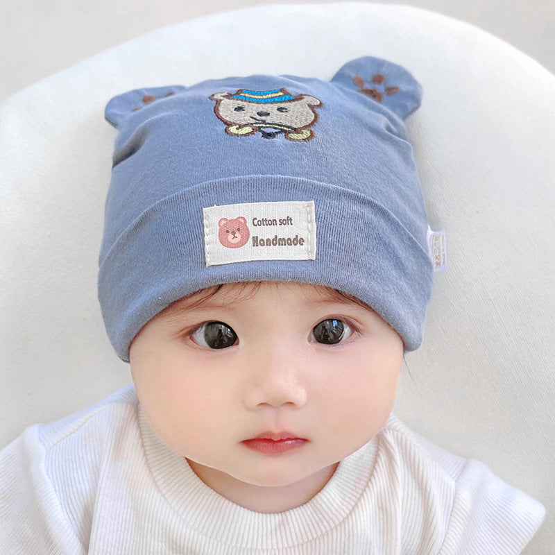 Katu Bear Infant Hat Spring & Fall 3-6-12 Months Male and Female Baby Pullover Hat Cotton 100-Day Sleeping Hat