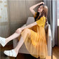Maternity Summer 2023 New Korean Style Loose Fresh Sweet Stitching Short Sleeve Cake Fairy Dress