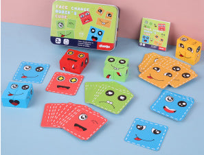 Tiktok-Style Face-Changing Magic Cube Smiley Face Fun Expression Building Block Puzzle Children's Toy Logical Thinking Educational