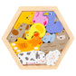 Cross-Border Children's Wooden Three-Dimensional Hexagonal Puzzle Animal Transportation Puzzle Building Blocks Early Education Educational Toys