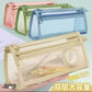 Transparent Mesh Triangular Pencil Bag Double-Layer Large-Capacity Stationery Bag Student Examination Pencil Bag Three-Dimensional Stationery Box Customization