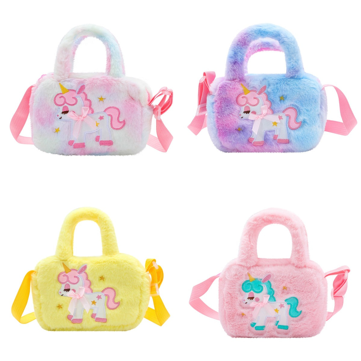 Back-To-School Unicorn Backpack, Children's Straw Bag, Plush Crossbody Bag, Toddler Handbag, Cute Crossbody Bag