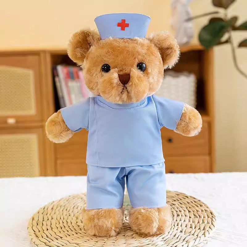 Nurse Uniform Doctor College Student Teddy Bear Doll Plush Toy Graduation Gift Logo