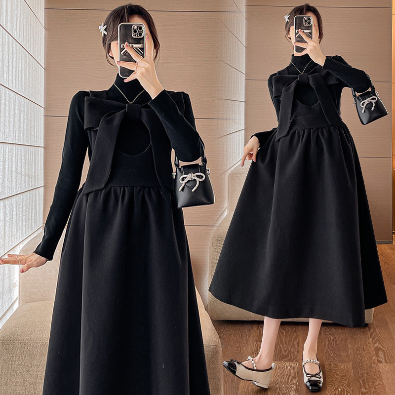 Pregnant women autumn 2024 new fashion suit western style fashionable high sense strap skirt autumn and winter pregnant women dress