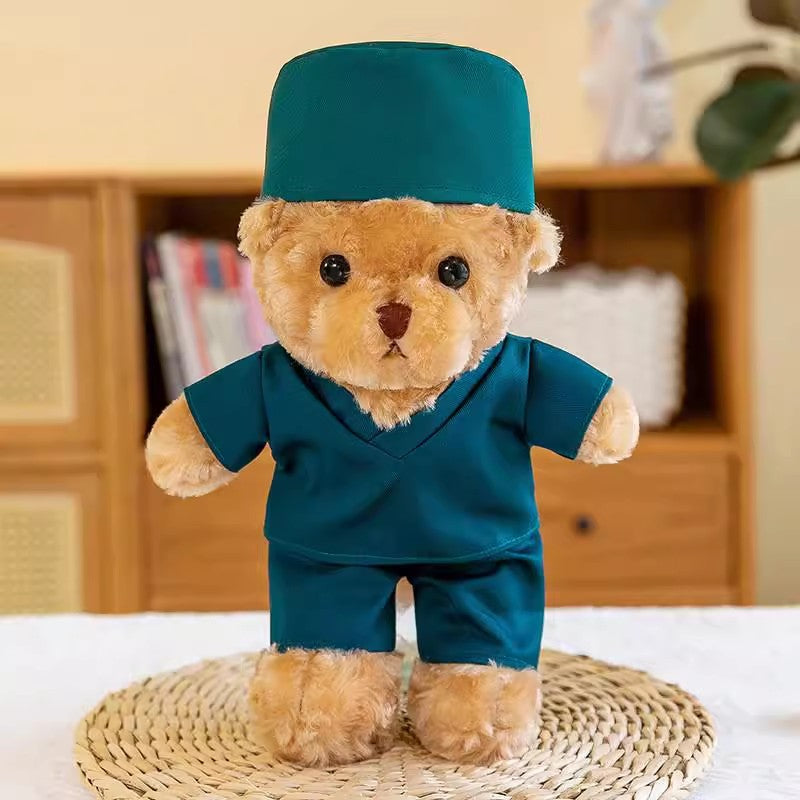 Nurse Uniform Doctor College Student Teddy Bear Doll Plush Toy Graduation Gift Logo